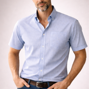 Short Sleeved Small Check Shirt